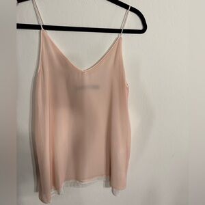 Zara Basic Soft Light Pink & Cream V neck Camisole XS, like new